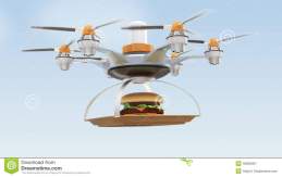 drone-carrying-hamburger-fast-food-delivery-concept-46858367